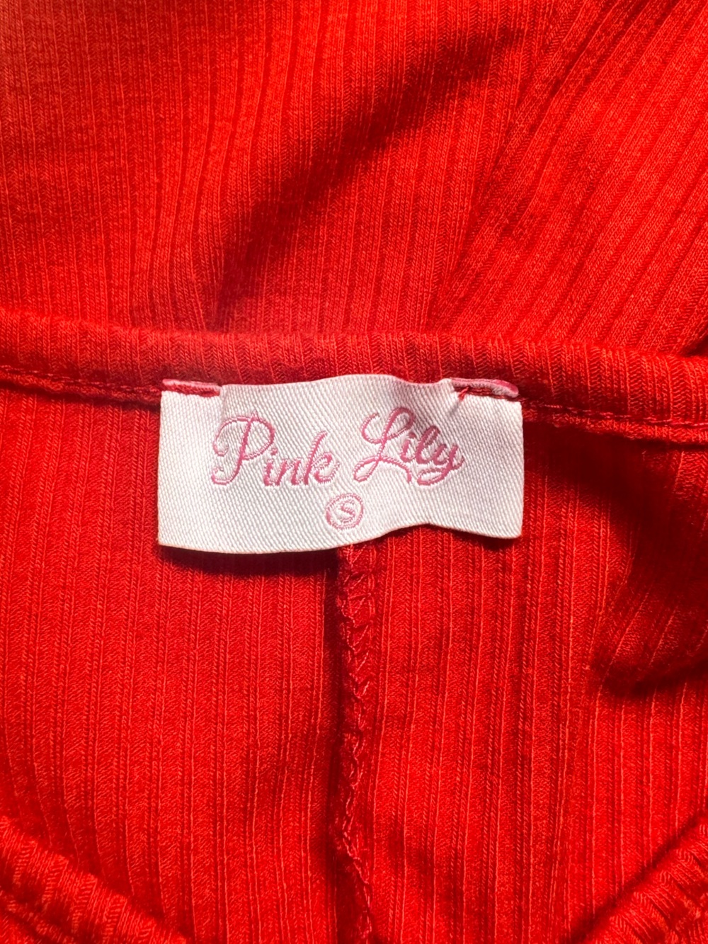 Pink Lily Red Ribbed Dress - Picture 2 of 2